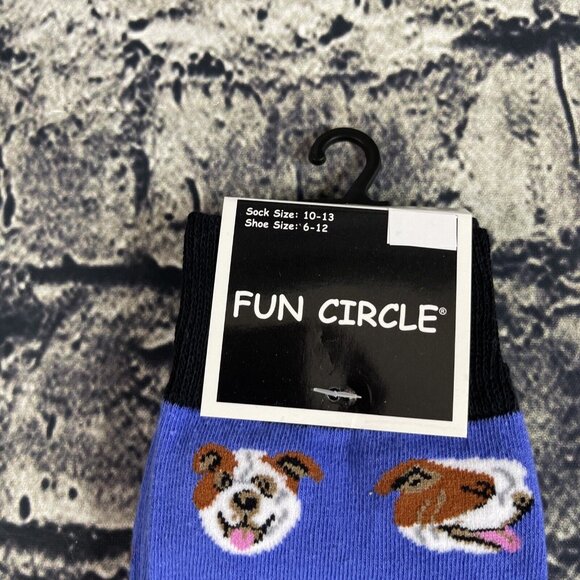 Fun Circle Men's Blue Dogs Sox size 10-13 Crew Socks 2 Pair Shoe sz 6-12 - Picture 3 of 7
